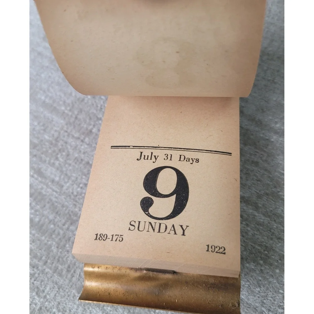 Antique 1922 Daily Desk Calendar Penn Leather Co Philadelphia Brass Stand RARE!!